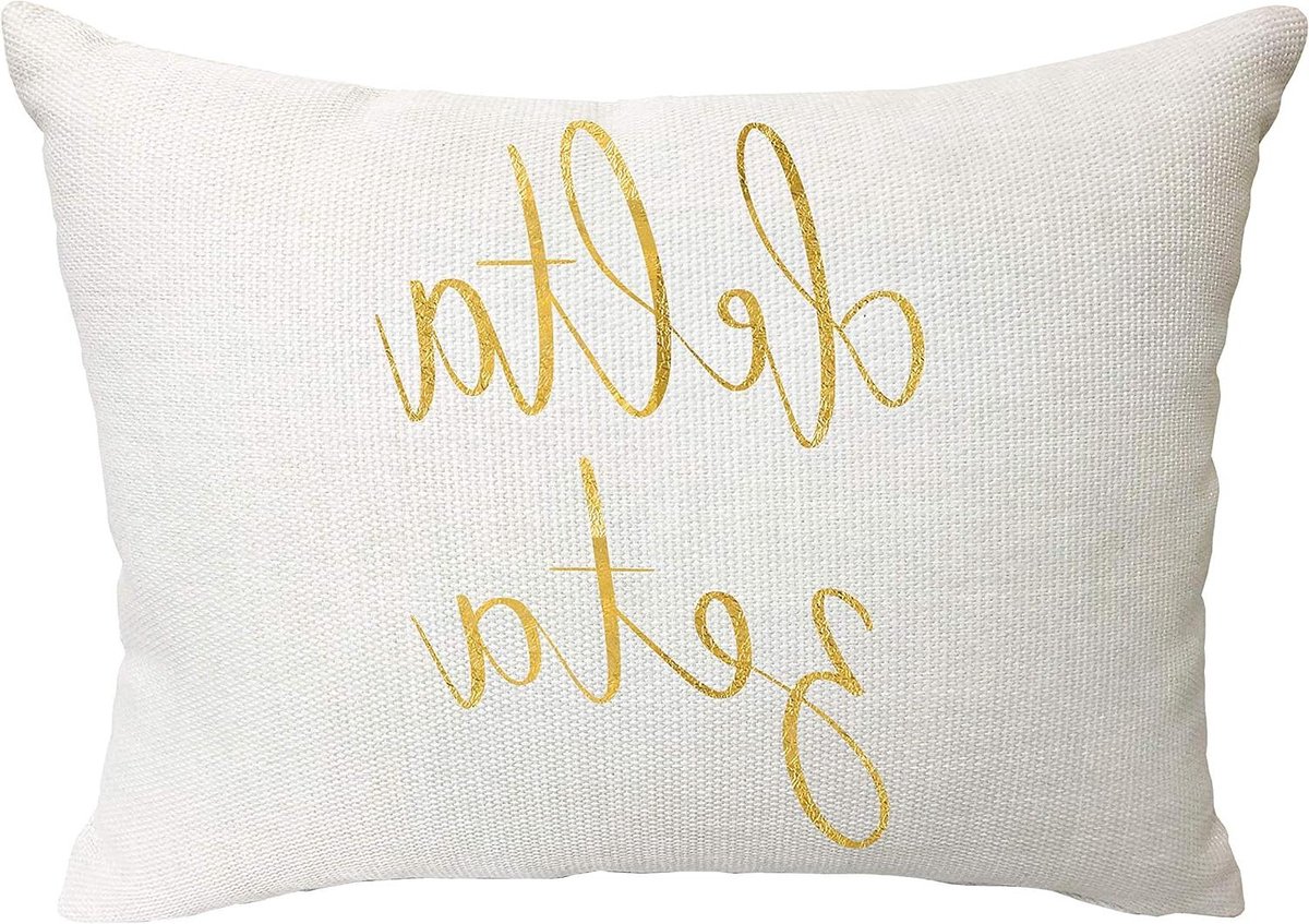 Sierkussen - Decoratief Kussen - Wonen en Decoratie - Metallic Gouden Opdruk - 30 x 40 cm - Gebroken Wit