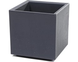 Bloembak op wieltjes - Grote plantenpot - Planten verplaatsen - Betonlook design - 30x30x30 cm - Antraciet