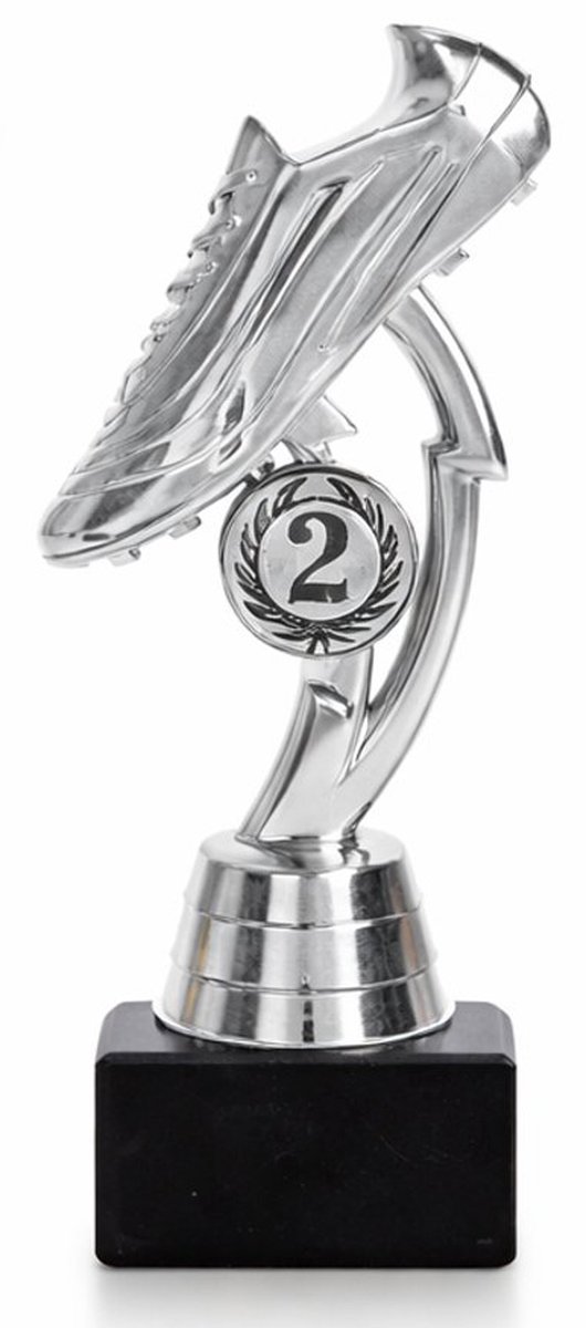 Voetbal Trofee 18 cm - Zilver – Prijzenbeker - Sportbeker Voetbalkampioen