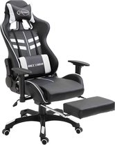 Gamestoel Wit met Voetensteun - Gaming Stoel - Gaming Chair - Bureaustoel racing - Racestoel - Bureau stoel gamen