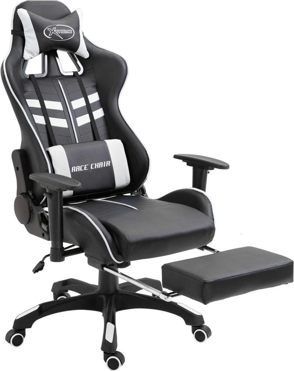 Gamestoel Wit met Voetensteun - Gaming Stoel - Gaming Chair - Bureaustoel  racing -... | bol.com