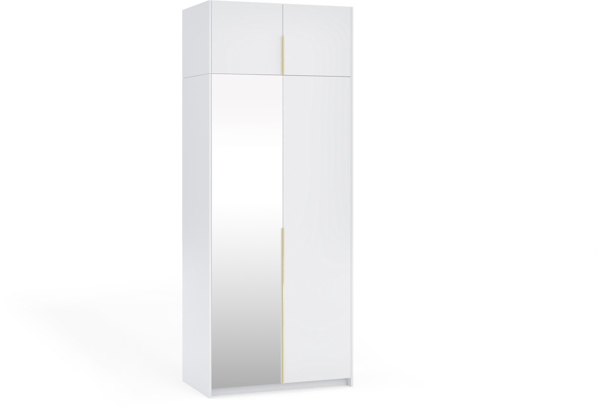 Margaret Hadas24 Kledingkast Apollonia I met Spiegel 100 x 250 cm (wit, gouden handgrepen)