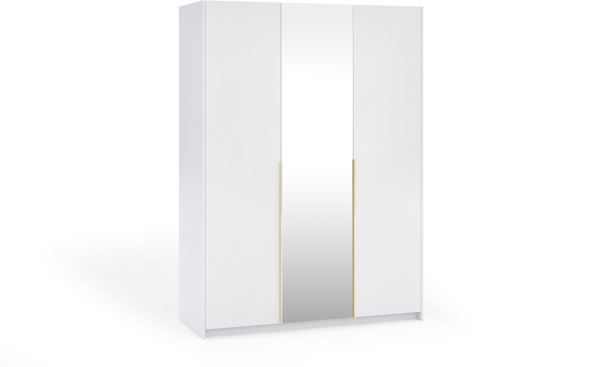Margaret Hadas24 Kledingkast Apollonia met Spiegel 150 x 204 cm (wit, gouden handgrepen)