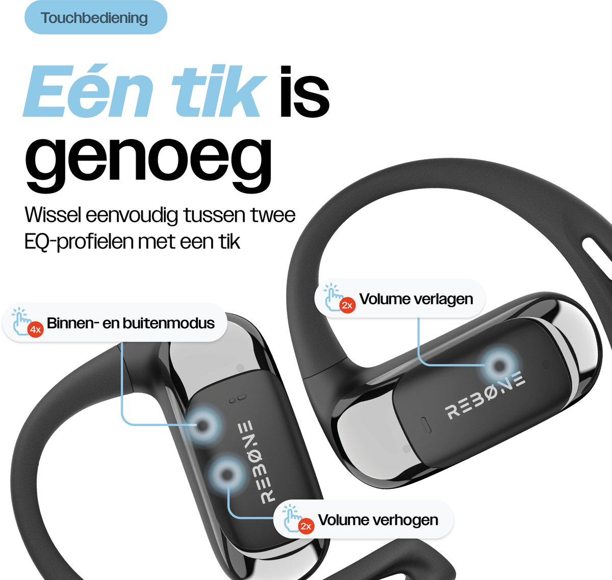 REBØNE AERO Draadloze Oordopjes - Bone Conduction - afbeelding 2