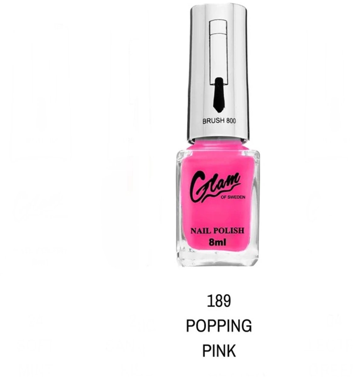 Glam of Sweden - Mini Nagellak - Fel Roze - Nummer 189 Popping Pink - 1 Mini flesje met 8 ml. inhoud