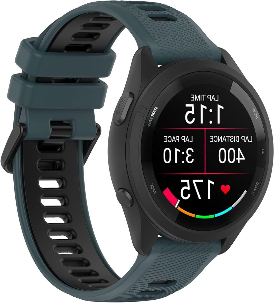 22mm Silicone Sportband voor Garmin Forerunner en Venu Series, Geschikt voor Sport en Dagelijks Gebruik, Groen Zwart