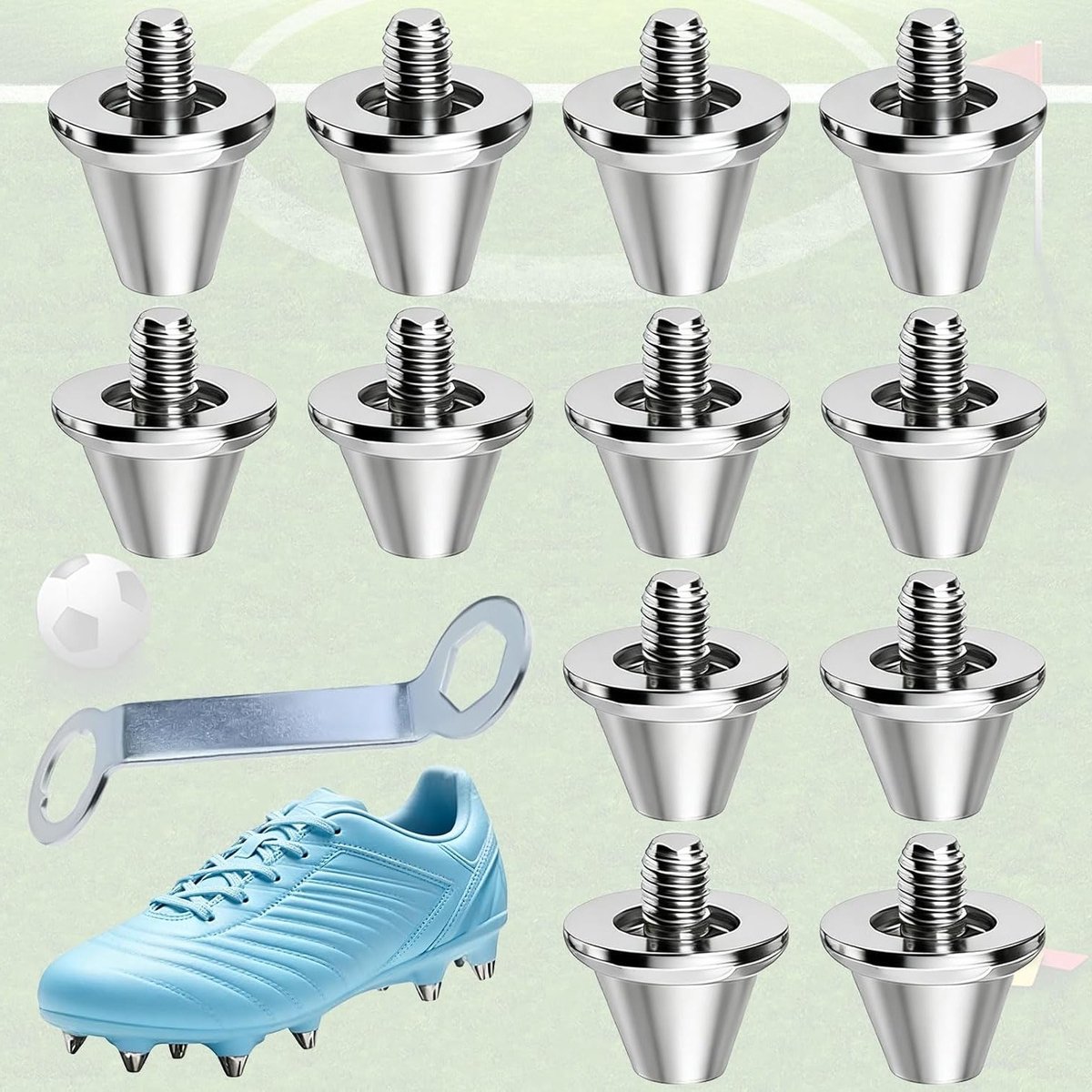 12 Stuks Aluminium Voetbalschoenen Studs, Vervangende Schoenstiften, Maten 11mm en 13mm, Inclusief Montage Sleutel