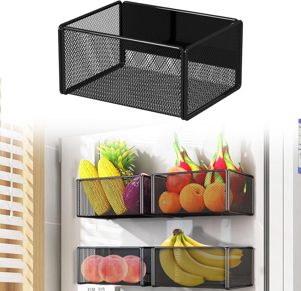 Keuken Organiser Shelf - Magnetische Specerijen Rek - Koelkast Plank - Wasmachine - Hangende Rek voor Koelkast - Magneten - 15.8 x 12 x 7.5 cm - Pack van