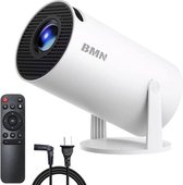 BMN® Premium Mini Beamer 2026 Editie - Smart Projector met 4K ondersteuning - Geschikt voor IOS en Android - WiFi 6 & Bluetooth 5.4 - Android 13.0 - Draagbaar - Inclusief Hdmi kabel - Thuisbioscoop - Wit
