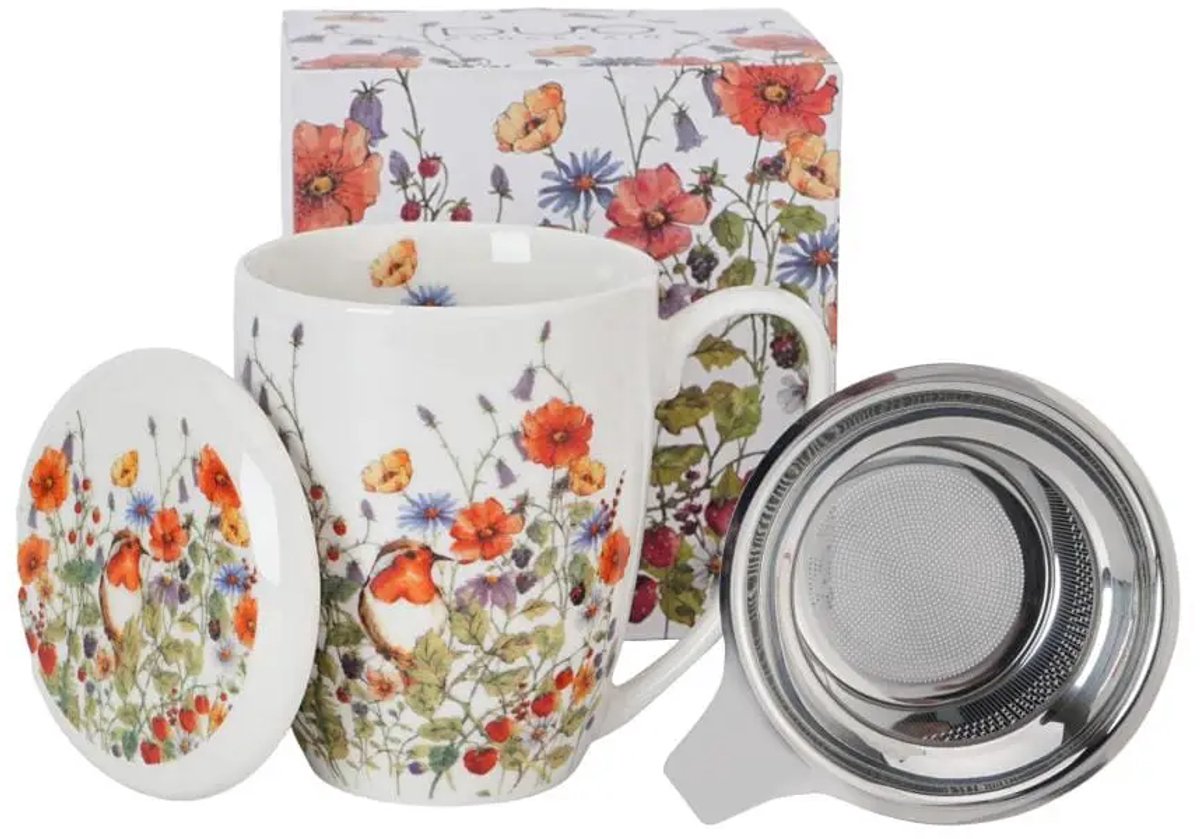 Duo Gifts - Tea for one set Wild Flowers - Porselein - Cadeaudoos