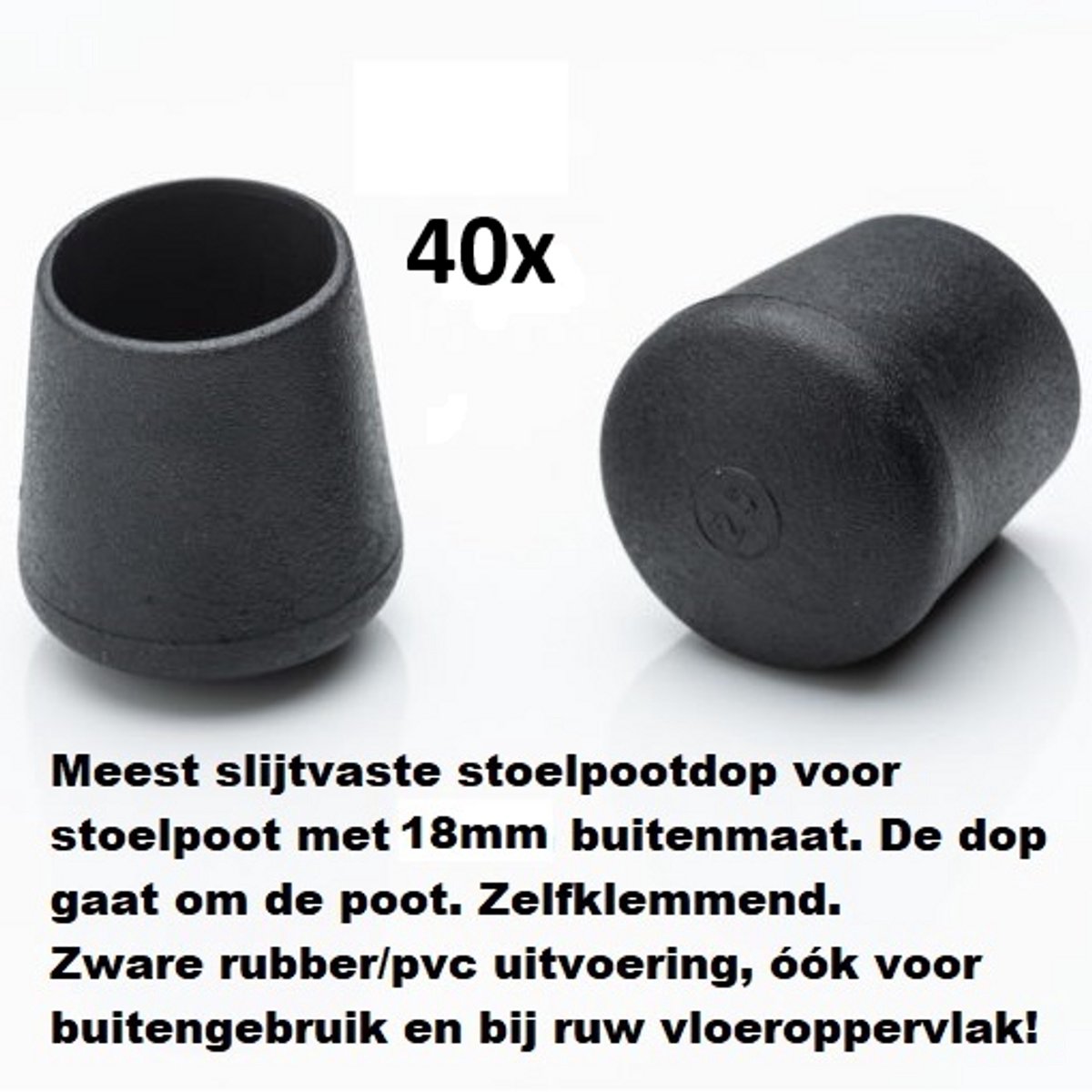 40 stuks AA-kwaliteit ronde stoelpootdoppen 18mm zware kwaliteit omdop slijtvast pootdoppen voor ronde buis