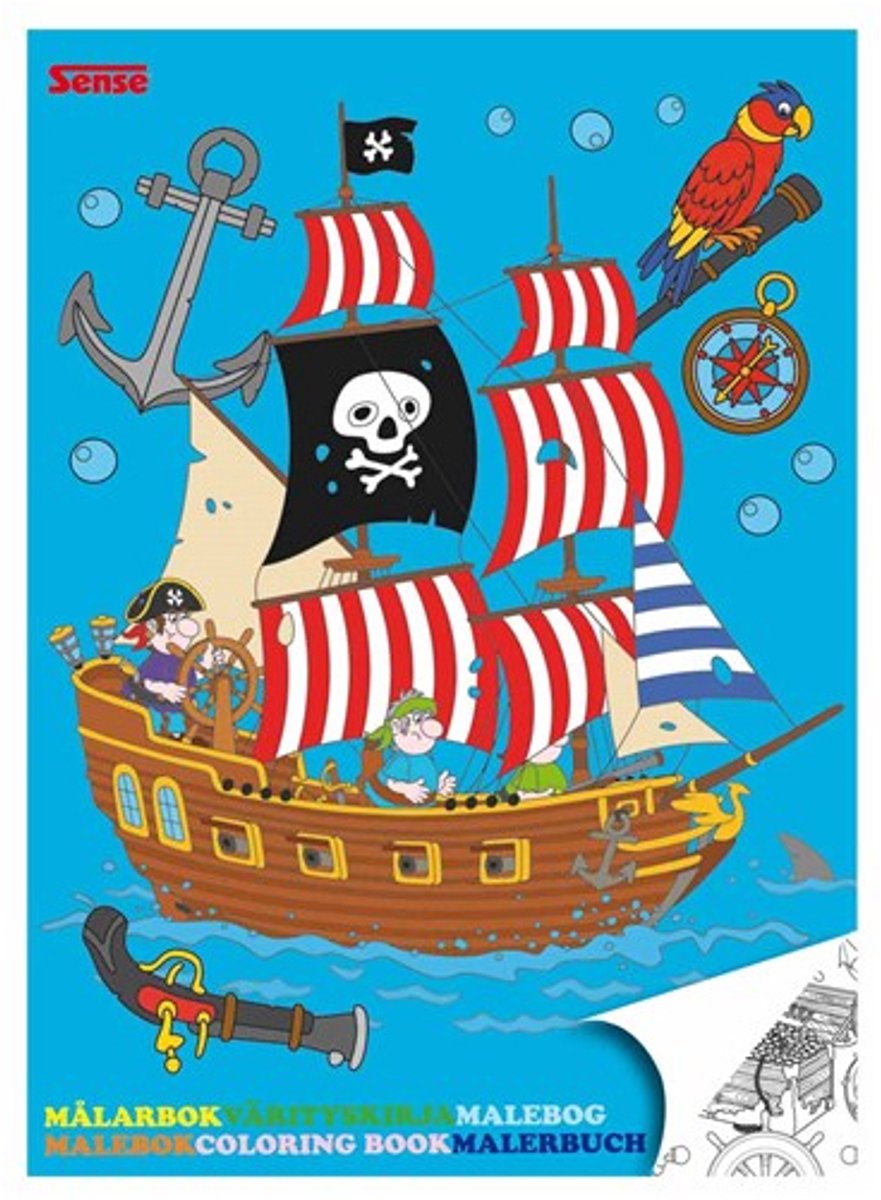 Stoer jongens kleurboek “piraten en zeerovers” voor jongens met gevaarlijke piraat op schip, zeilboot, vissen en schatkist (kleuren voor kinderen), 36 kleurplaten