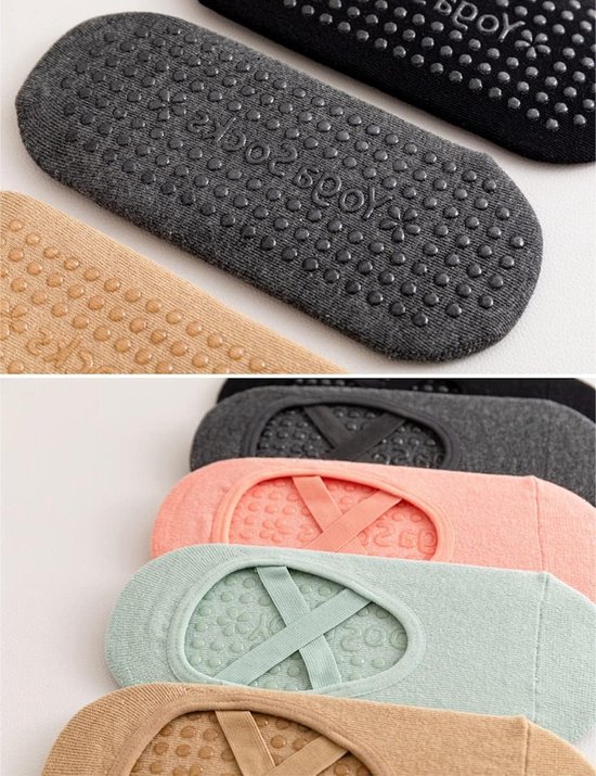 2 paar dames yogasokken antislip, sportsokken met kruisriem - geschikt voor yoga, dans, fitness - vechtsport, gymnastiek, ballet - trampoline - zwart - one size fits all — afbeelding 5