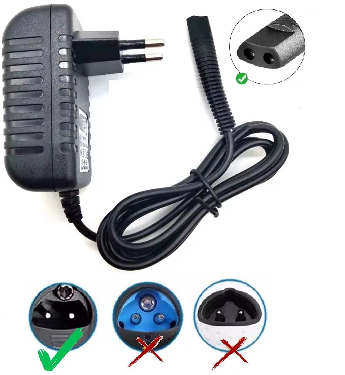 Adapter oplader geschikt voor Braun trimmers en tondeuses MGK HC Old Spice Series 3 5 7 WaterFlex vervangt 81395601 81615618