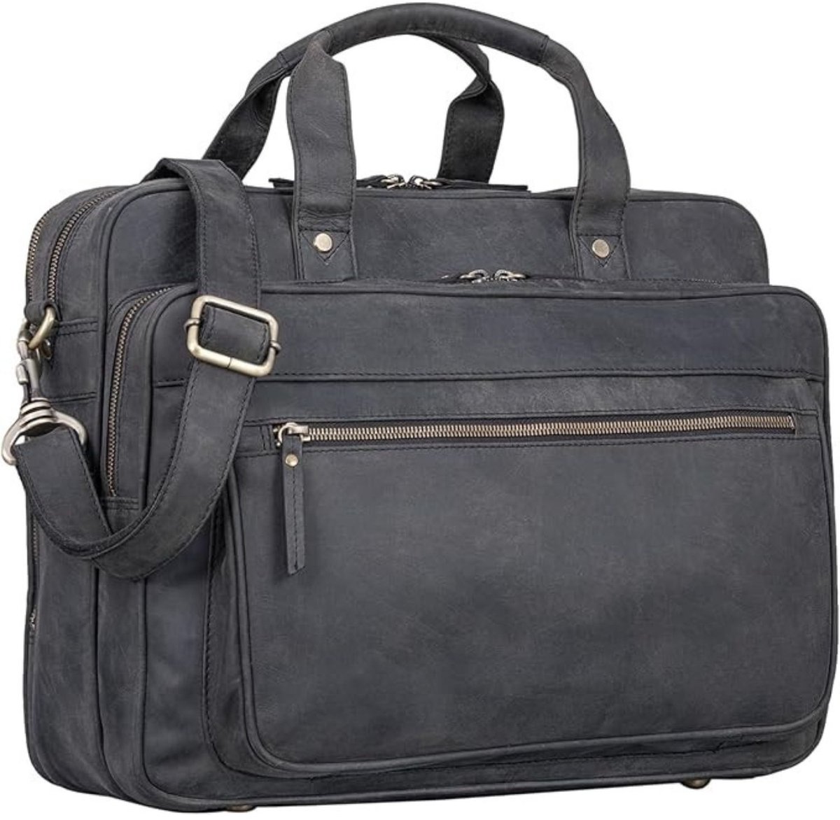 Leren Laptoptas - Laptoptas - Leren Tas - Luxe Leren Laptoptas - Werktas - Schoudertas - Business Tas - Leren Business Tas - 15.6 inch - Grijs - van Imperatoris