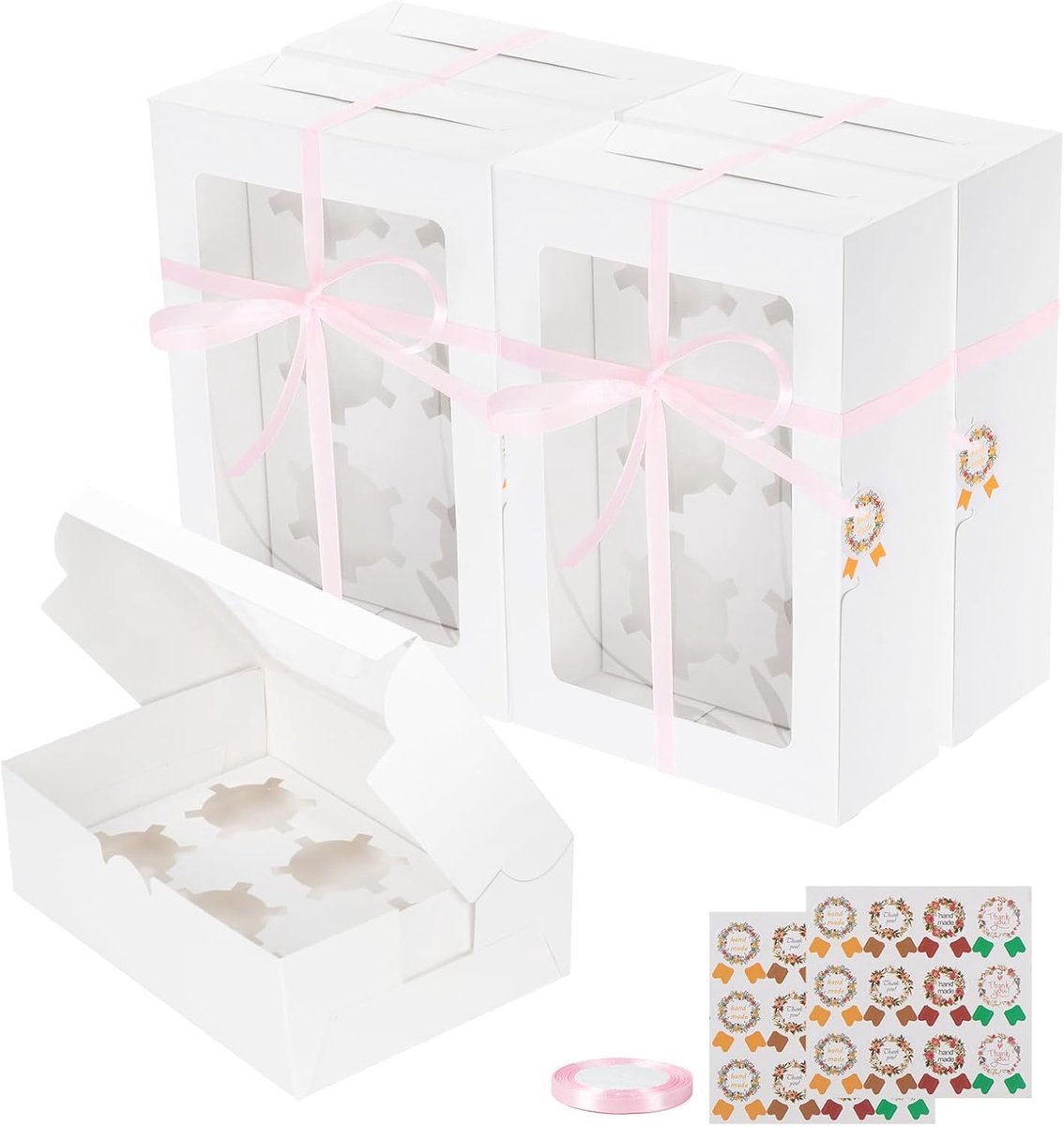20 Witte Cupcake Doosjes met Venster voor Gebak en Desserts