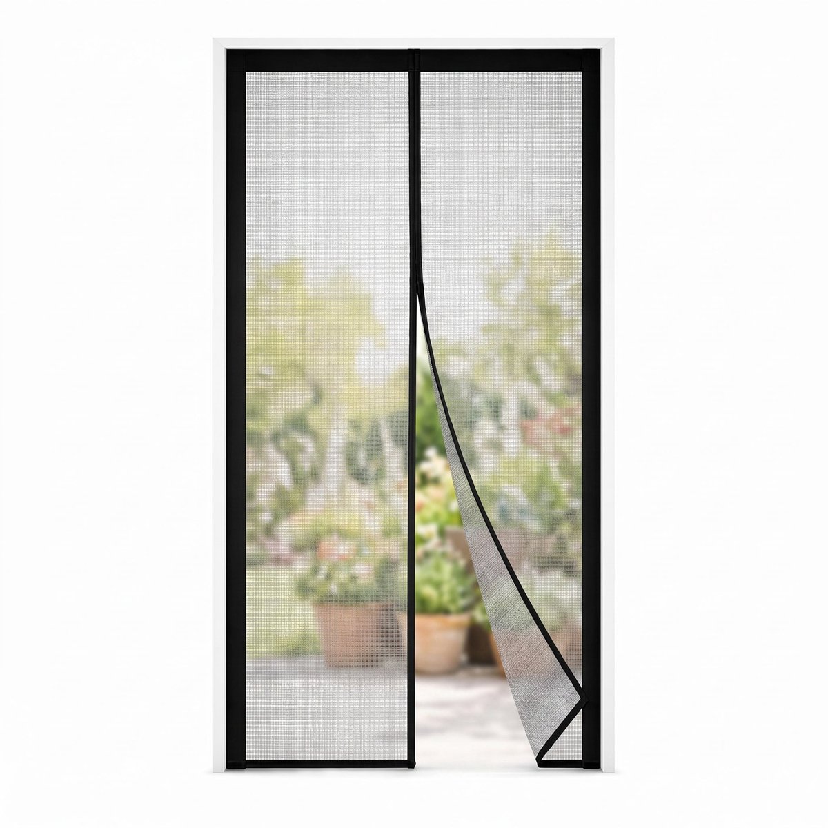 Cheqo® Deurgordijn - Vliegengordijn met Magnetische Sluiting - Insectenhor voor Deur en Balkondeur - Deurhor - Automatische Sluiting - Anti Muggen en Insecten Buiten Houden - Muggengordijn - Horgordijn - Klittenband - Vliegenhor - Zwart