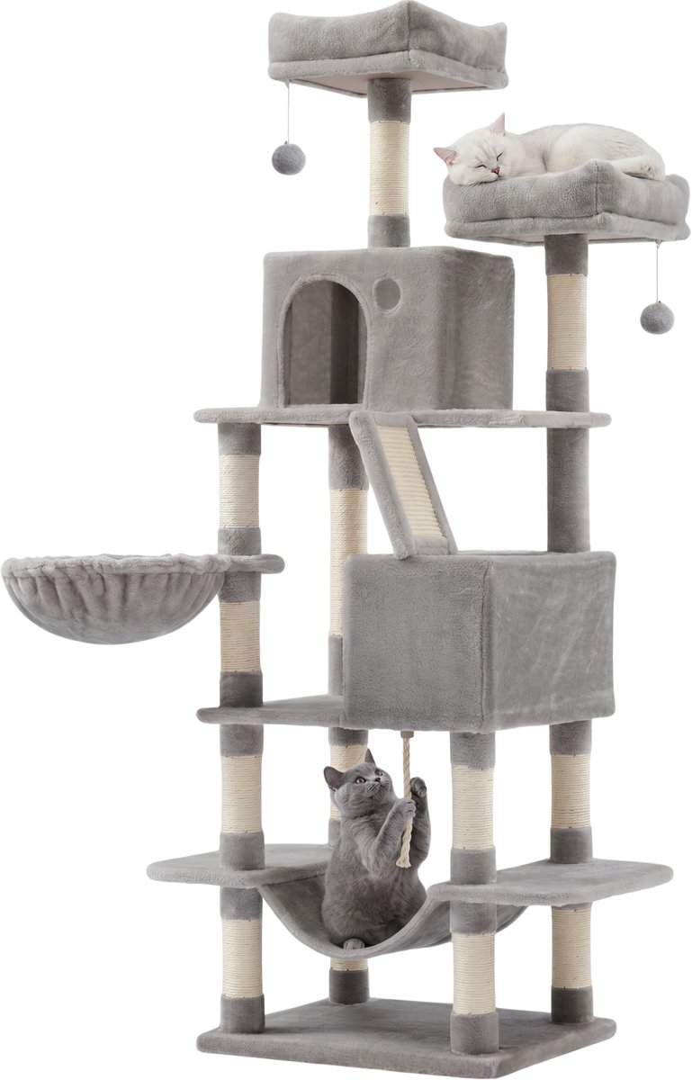 Bol.com ACAZA Krabpaal - Krabpaal voor Grote Katten - Krabpaal voor Katten - 168 cm - Grijs - Kattenkrabpaal - Kattenboom - Krab... aanbieding