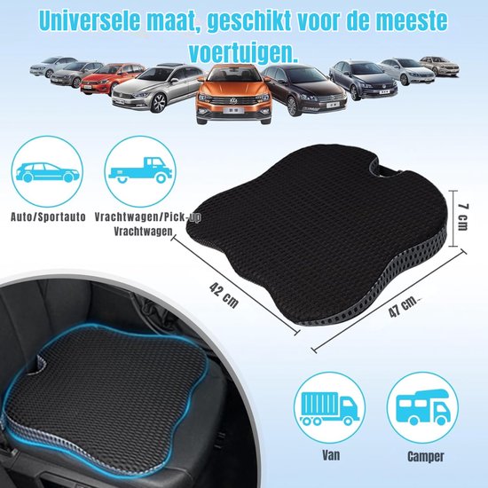 Aurixi® Zitverhoger Auto - Stoelverhoger voor Auto - Kinderzitje Auto - ‎Zwart - 47cm x 42cm x 7cm van aurixi — afbeelding 4