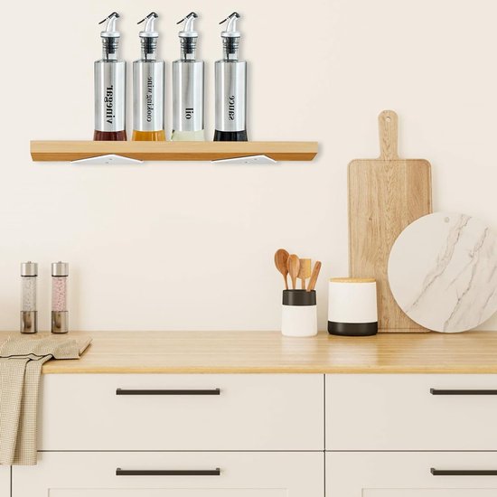 Set van 2 Zwevende Planksteunen, Onzichtbare Driehoekige Wandbeugels, Robuuste Metalen Wandhouders voor Planken, Boekenkasten en Decoratie, Inclusief Schroeven, Wit — afbeelding 4