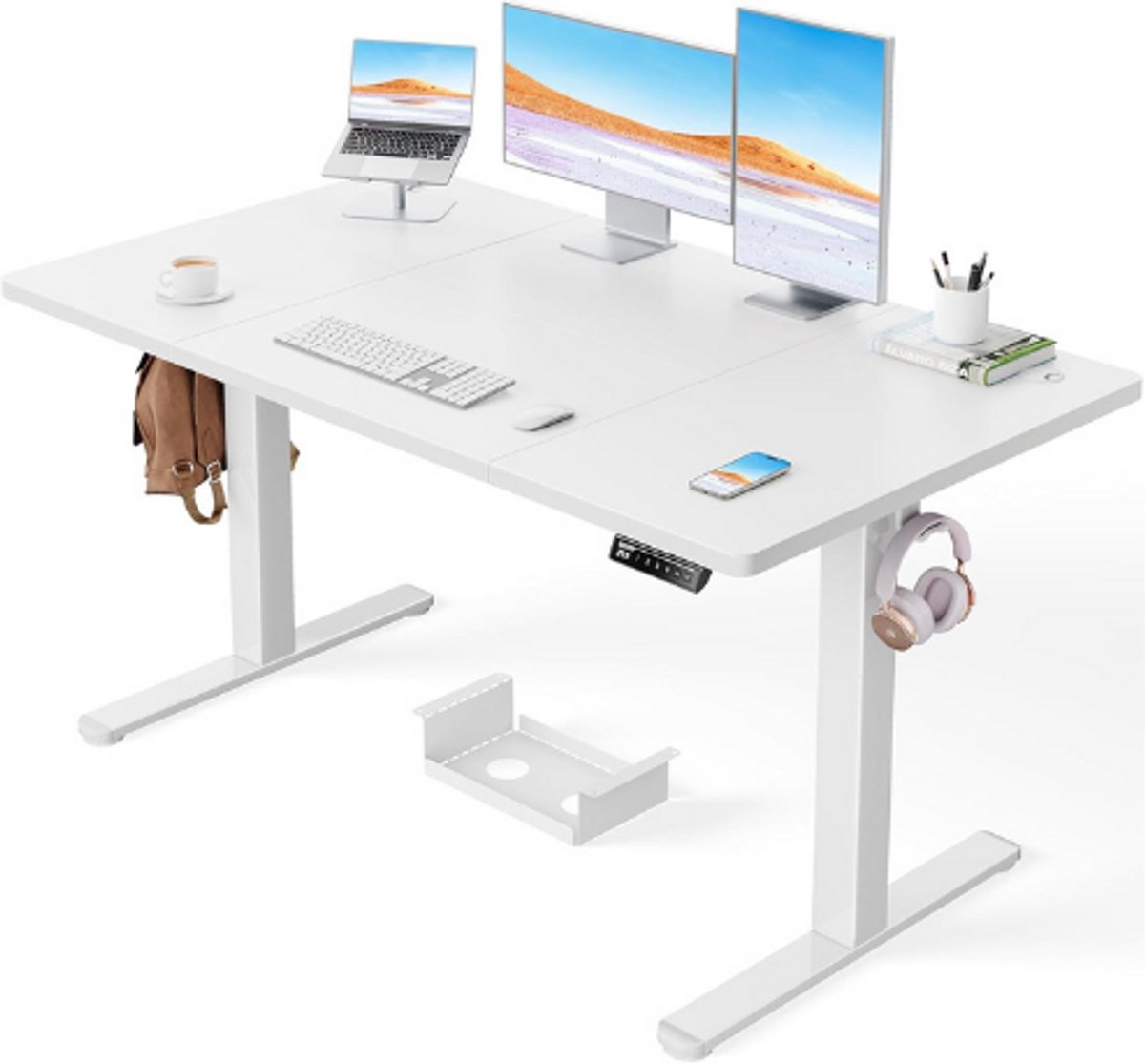Agilestic Elektrisch Zit Sta Bureau 150x60 Cm - In Hoogte Verstelbaar Bureau Met Geheugenfunctie - Ergonomisch En Stabiel Werkbureau Wit