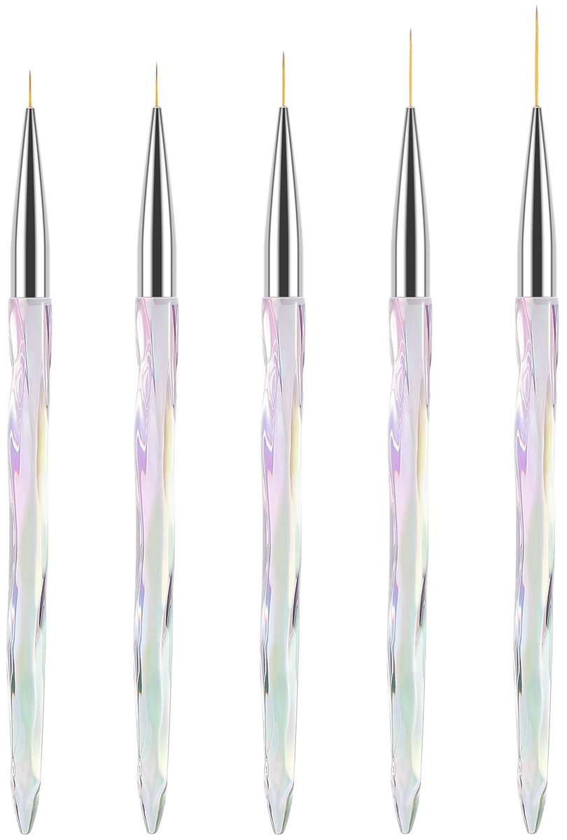 OLOEY Nagellak eyelinerkwastjes-fijne nagelkwastjes 7/9/11/15/20 mm-dunne precisiekwastjes voor het tekenen van details op gellak