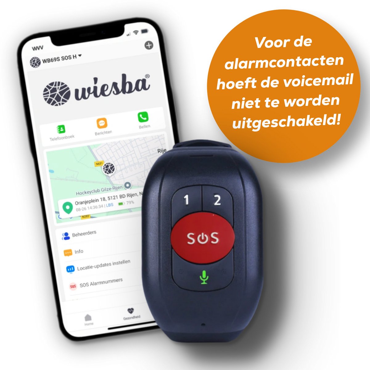 Wiesba WB62S SOS-Knop - GPS Horloge Senior - Smartwatch voor Ouderen - Persoonlijke alarmen - alarm horloge ouderen - GPS Horloge Alzheimer - Valdetectie - Persoonlijk alarm