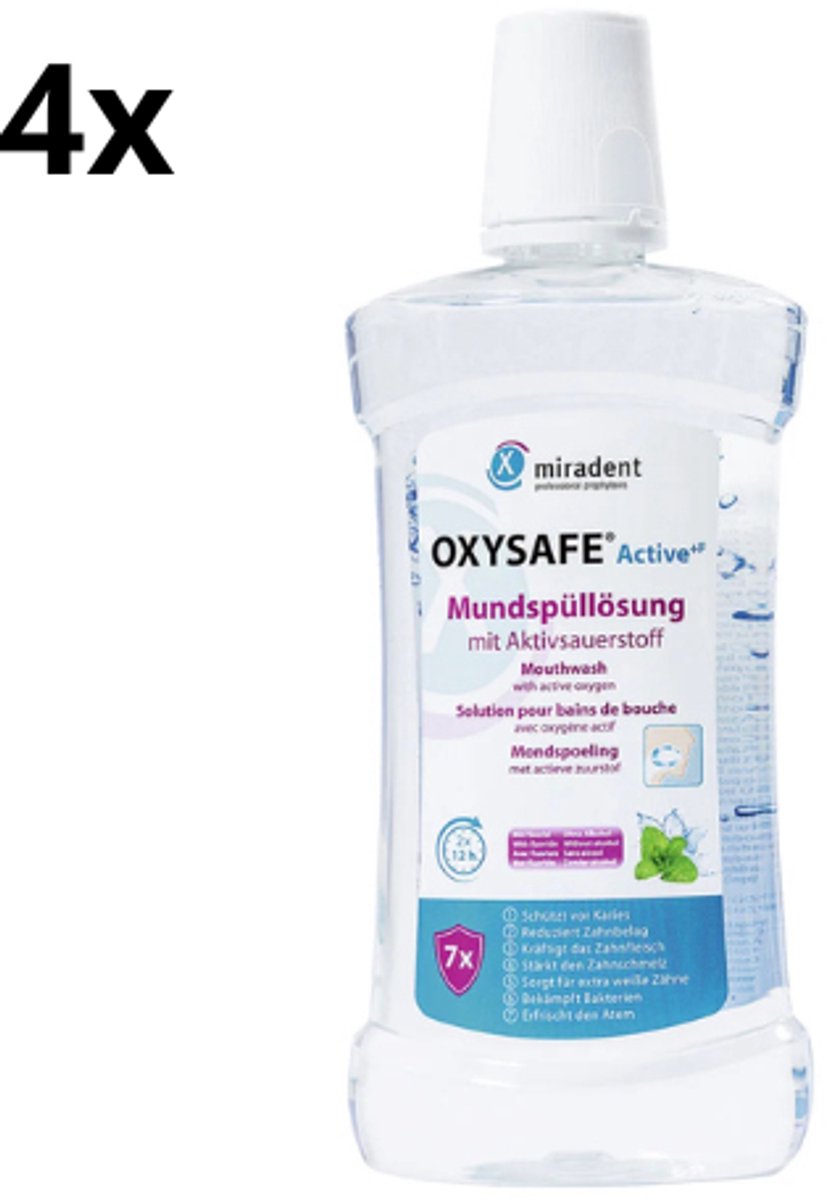 Miradent Mondspoeling OXYSAFE Active +F - 4 x 500 ml