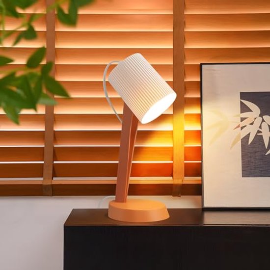 Glitzerlife - Tafellampen Tafellamp - 2 stuks - E14 Bedlampje met snoer - Moderne design tafellamp - Leeslamp slaapkamer - Ø19,5x37,4 cm - Oranje