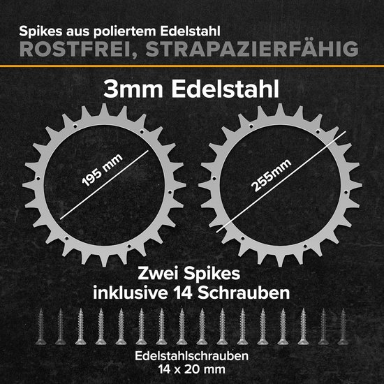 Robotische spikes - RVS - geschikt voor Navimow i105E-i108E - 3 mm diameter - 255 mm - Accessoires voor robotmaaiers - inclusief 12 roestvrijstalen schroeven - De spikes zijn ontbraamd van Merkloos	 — afbeelding 5