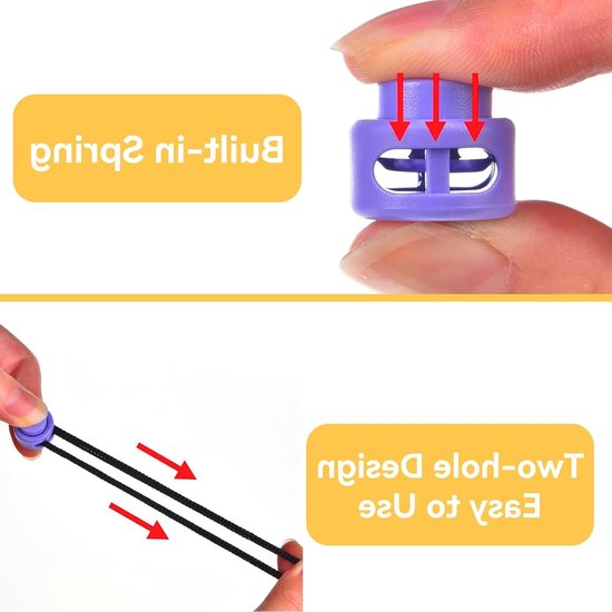 12 pcs dubbele gat koordstopper - 2 gekleurde koordclips - koordsluiting - kleurrijke plastic stoppers - verstelbare elasticiteit - optimaal voor koord - koorden - bandklem van Merkloos — afbeelding 4