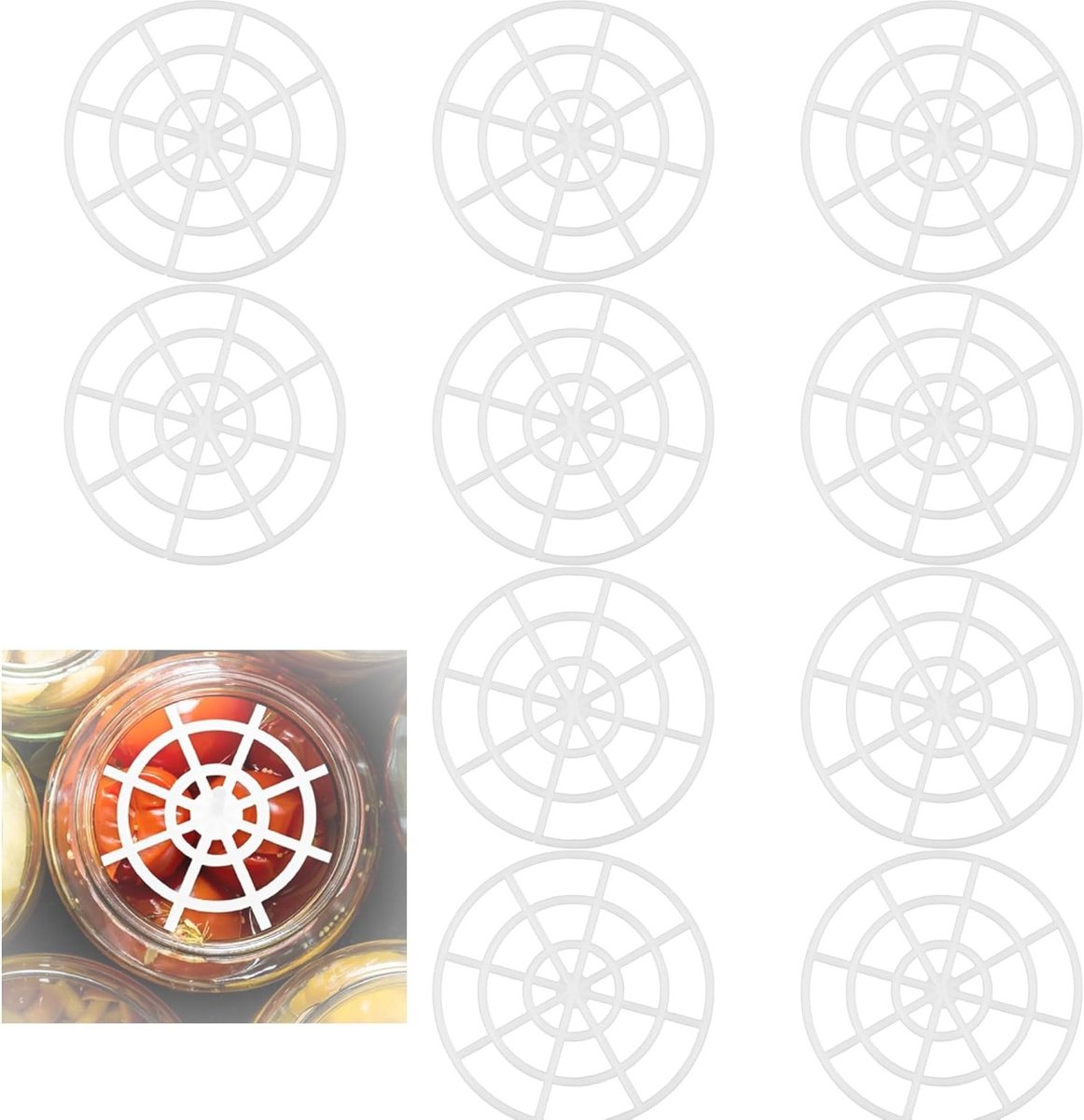 Kleine Gewichten voor Fermentatie, 10 Stuks, Compacte Plastic Gewichten voor Kimchi, Sauerkraut en Plantenfermentatie