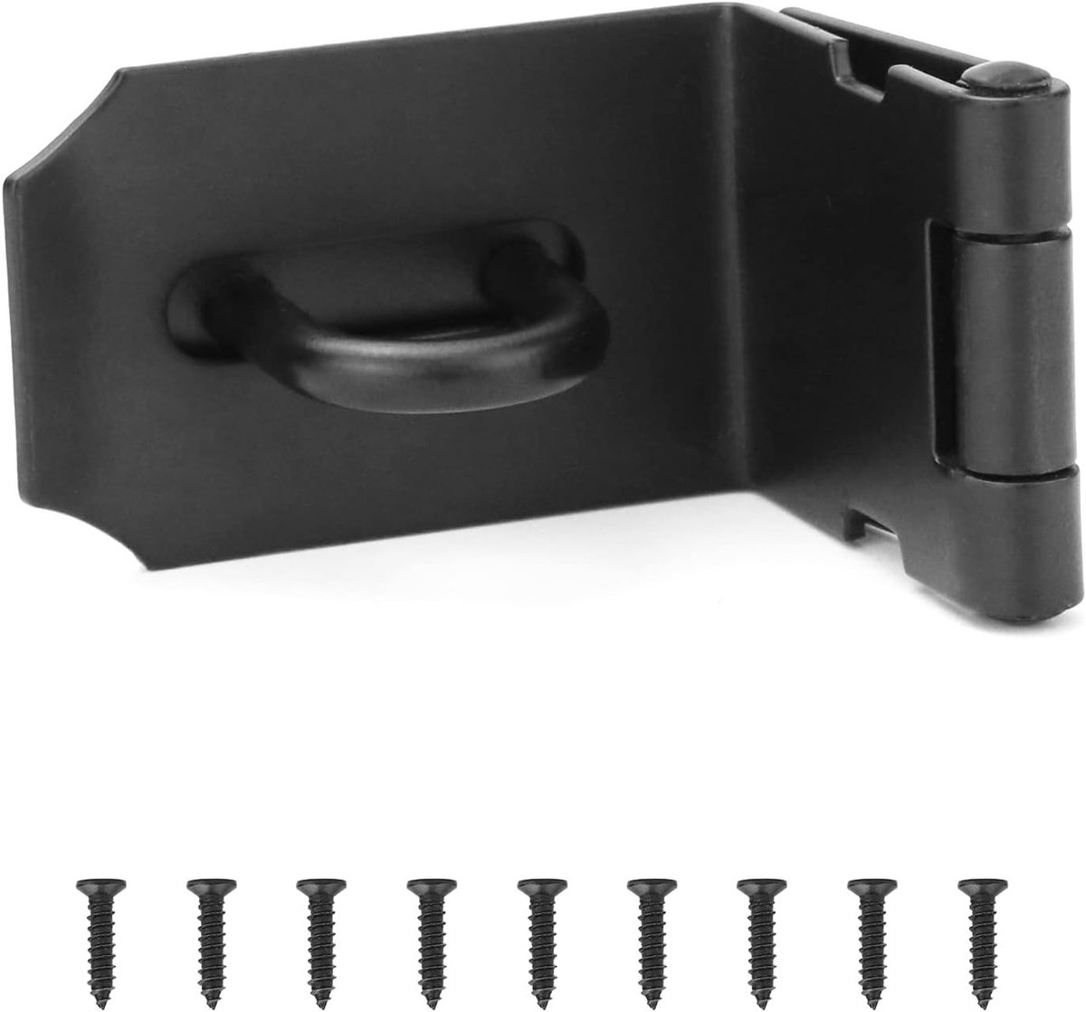 SnelShoppen - Hasp Lock 90mm - Roestvrijstalen Matte Zwarte Veiligheidssluiting - Duurzaam en Corrosiebestendig - Perfect voor Deur, Schuur, en Tuin