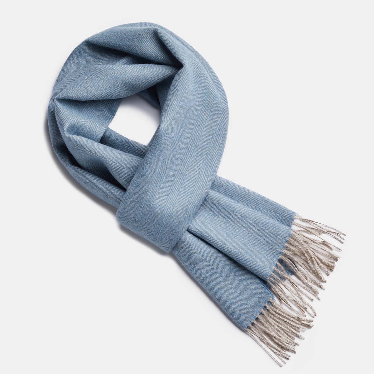 100% Alpaca Wol Sjaal - Oceaan blauw beige