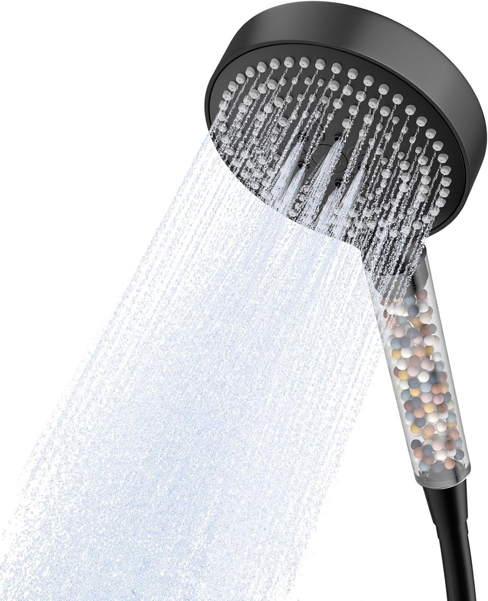 Handdouche met Slang van 1,6 m, Waterbesparende Douchestraal met Filter, Hoge Druk en 6 Je
