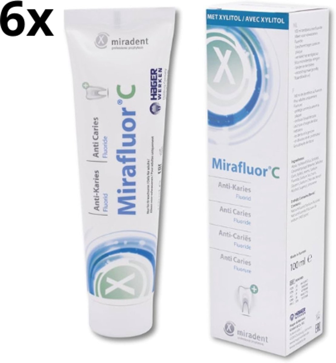 Miradent Tandpasta Mirafluor C - 6 x 100 ml - Voordeelverpakking