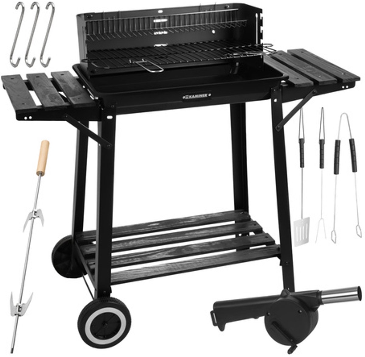 MAXY Houtskool BBQ Grill met Draaispit - Warmhoudrooster thumbnail 6