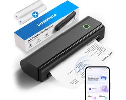 Dynabright Draadloze Thermische Printer - USB/USB-C - Bluetooth - Incl 2 rollen Papier - Draagbare Mini Printer voor Mobiel, Tablet en Laptop – A4 / US Letter - Thuis / School / Onderweg