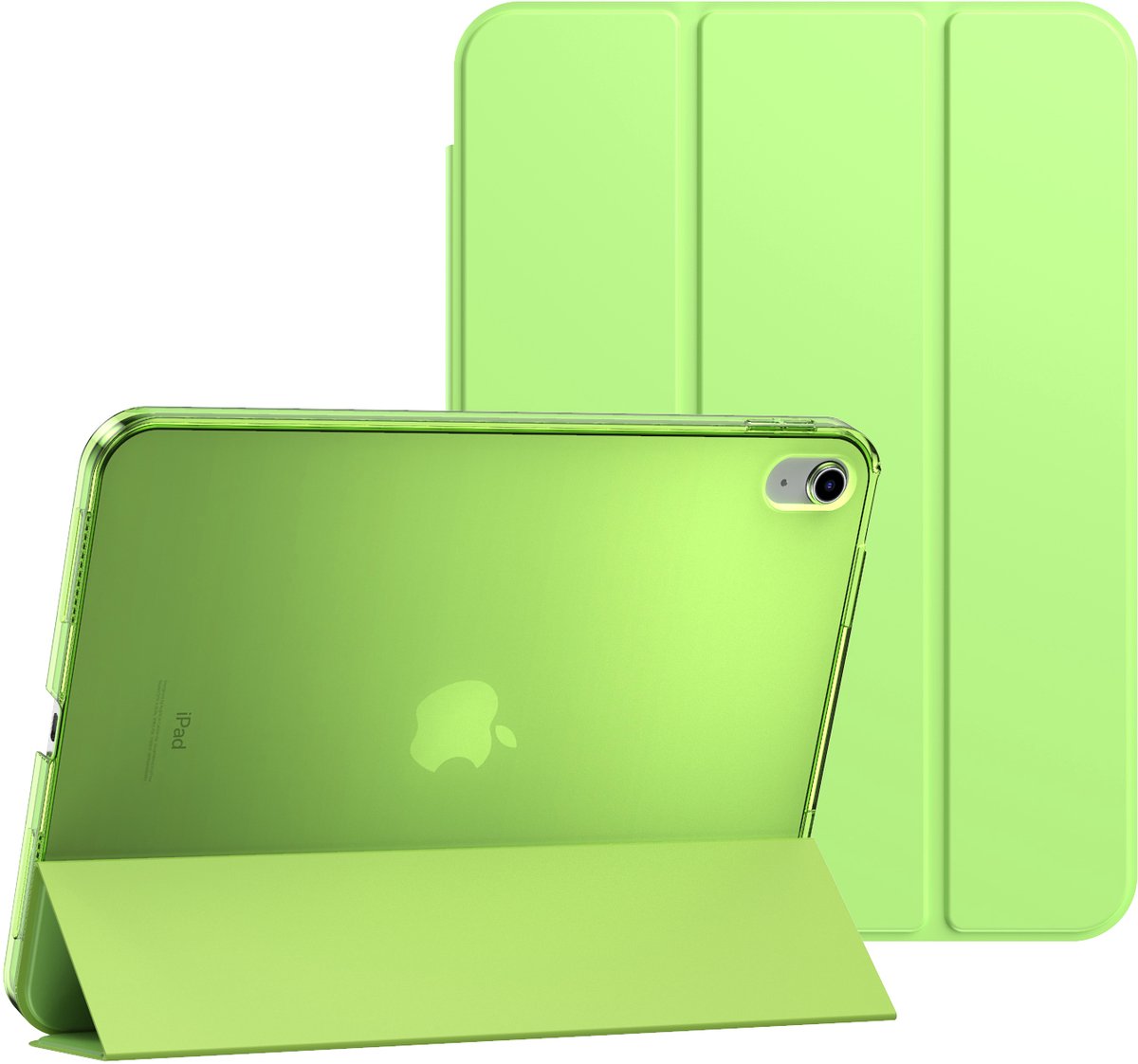 IYUPP Tablet Hoes Geschikt voor iPad 11 2025 A16 / iPad 10 2022 10.9 inch Hoesje - Trifold Bookcase - Auto Sleep/Wake - Hard Back - Licht Groen