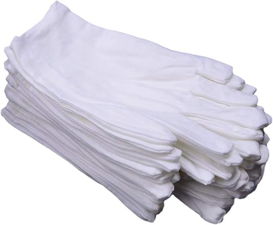 Witte Katoenen Handschoenen - 12 Paar - Hydraterende Handschoenen voor Droge Handen- Zachte Inspectiehandschoenen - Wasbaar & Herbruikbaar - One Size