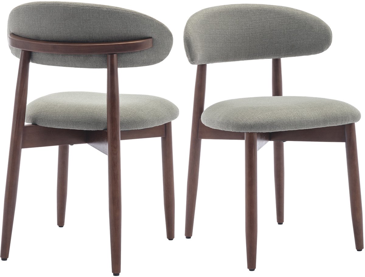 COLAMY Houten eetkamerstoelen - set van 2 - Moderne met stof beklede keukenstoelen - Boerderij eetkamerstoel- groen
