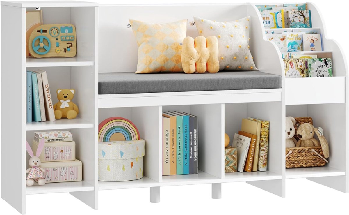 HEZIVO® Kinderboekenkast - Boekenrek Kinderkamer - Opbergkast Hout - Boekenkast Kind - Wit