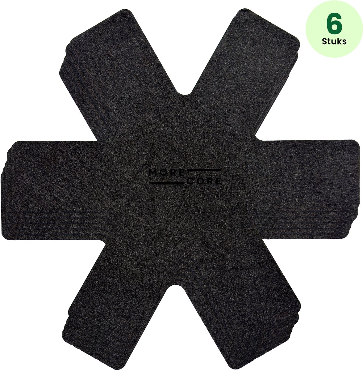 MoreCore Pannenbeschermers set van 6 - 38cm - Panbeschermers - Beschermset - Gerecycled - Tussenleggers Pannen en Potten - Hittebestendig - Grijs