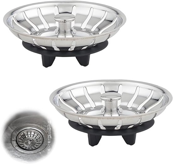 Ensemble de 2 pièces – Passoire – Diamètre 80 mm – Avec joint en caoutchouc et croisillon – Compatible avec les séries IKEA ATLANT et DOMSJÖ – Pièce de rechange pour siphon – Passoire d'évier de cuisine – Ajustement universel