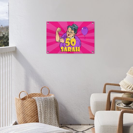 Décoration de jardin Anniversaire - Cadeau d'anniversaire - Femme - Décoration 50 ans - 60x40 cm - Affiche jardin