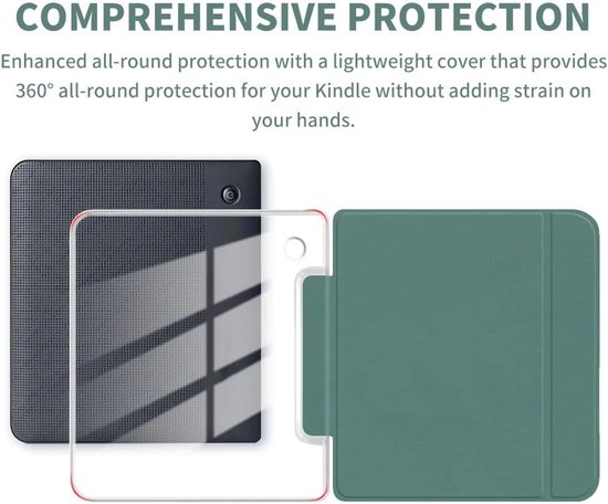 Transparante TPU Beschermhoes Geschikt voor 7 inch Kobo Libra Colour - Ultra Duidelijk Zacht Achtercover - Auto Slaap/Wake Functie - Donkergroen van Merkloos — afbeelding 4