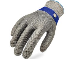2-delige veiligheidshandschoenen met snijbescherming en stalen draadversteviging - Duurzame, roestvrije en betrouwbare snijhandschoenen, geschikt geschikt voor vleesverwerking en het snijden van voedsel - XL