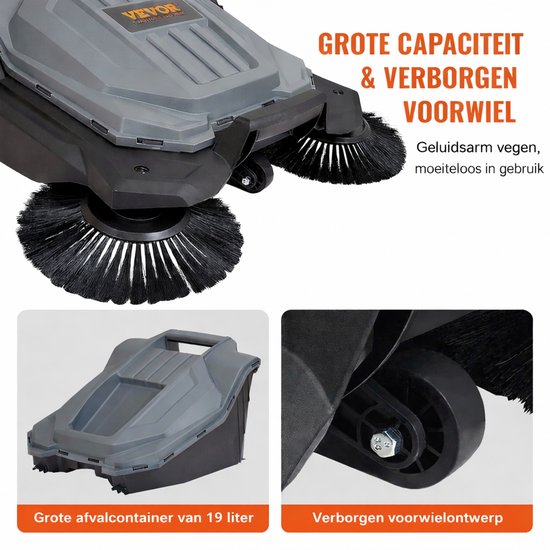 Sello! handmatige veegmachine - zand - bladeren - 65cm veegbreedte - 19 liter afvalcontainer - reservoir - opvangbak - opvouwbaar - verstelbare handgreep - lichtgewicht. van Merkloos	 — afbeelding 2