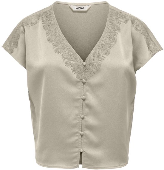 ONLY - ONLFARAYA S/L BUTTON LACE SATIN TOP WVN Dames Top