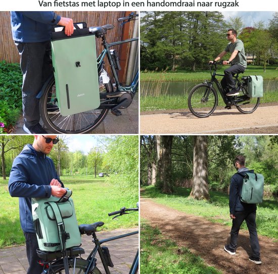 Vebics 3-in-1 Fietstas Enkel - Waterdicht - Roll-top - Pakaftas - Fietsrugzak - Schoudertas - Blauw van Vebics — afbeelding 2